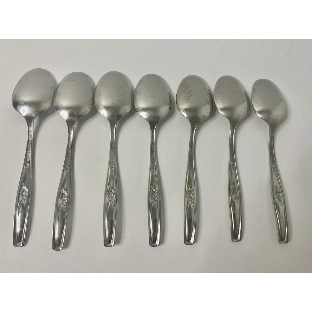 International Random Rose Stainless Flatware Set 7 Teaspoons Replacements